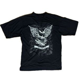 Y2K Goth Skull Black Avirex Men’s T-Shirt